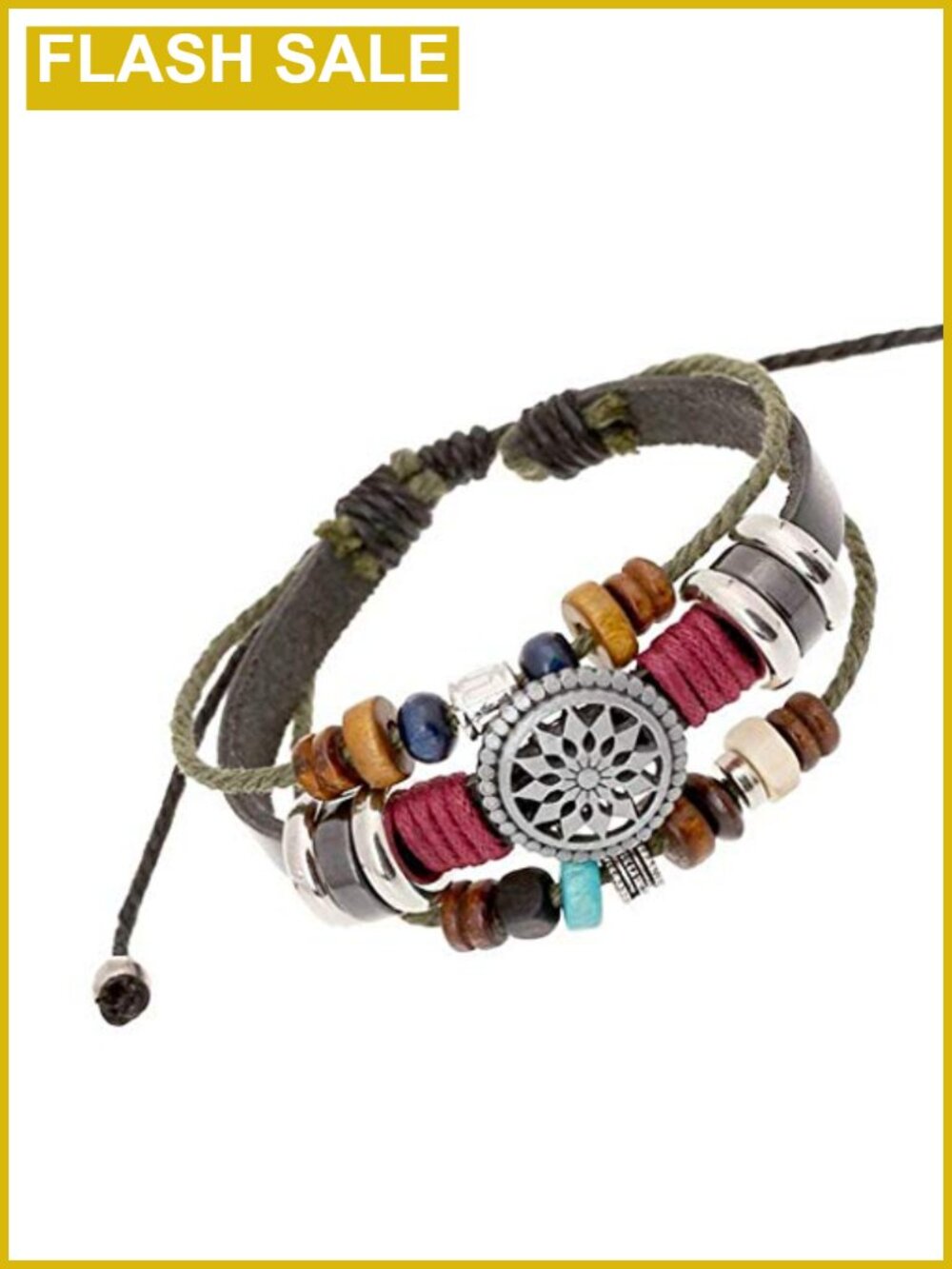 Boho Beaded Wrap Bracelet Hemp Cord Multilayer Wristband